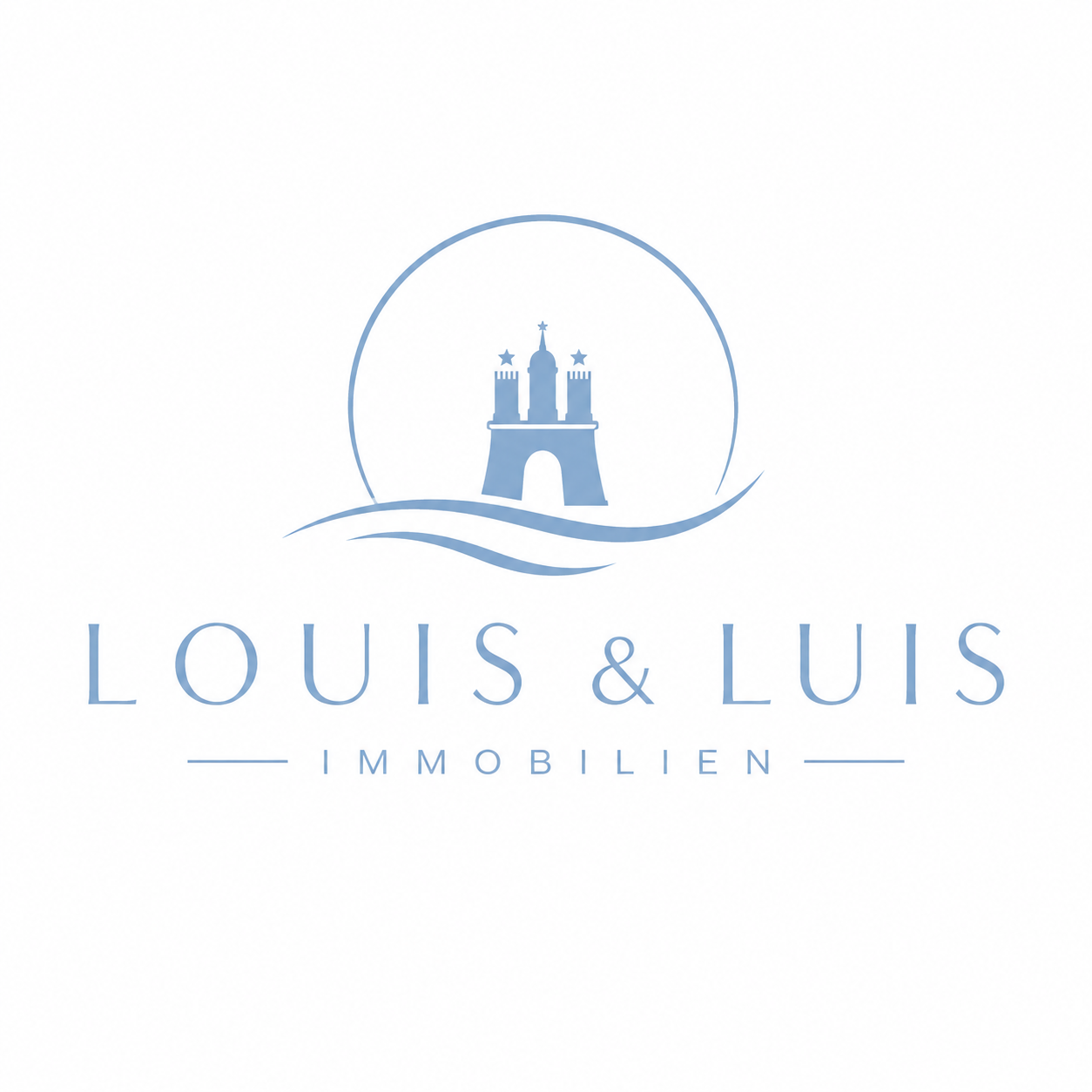 Louis & Luis Immobilien Logo mit Hamburger Stadttor-Emblem